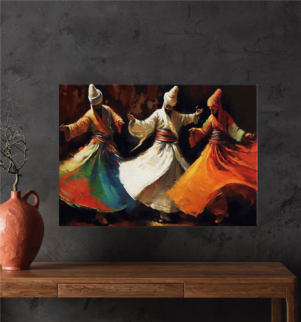 Üç Semazen Kanvas Baskı Tablo