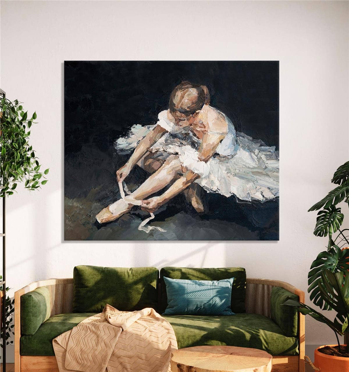 Babetini Bağlayan Balerin Kanvas Baskı Tablo