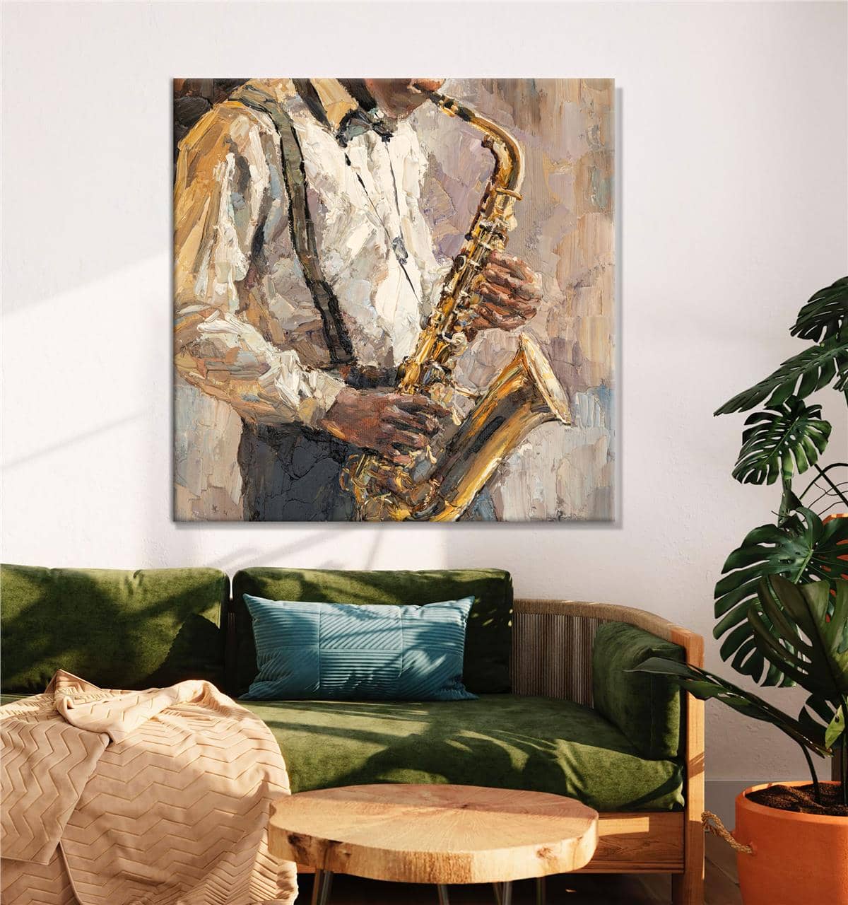 Saksafon Çalan Adam Kanvas Baskı Tablo
