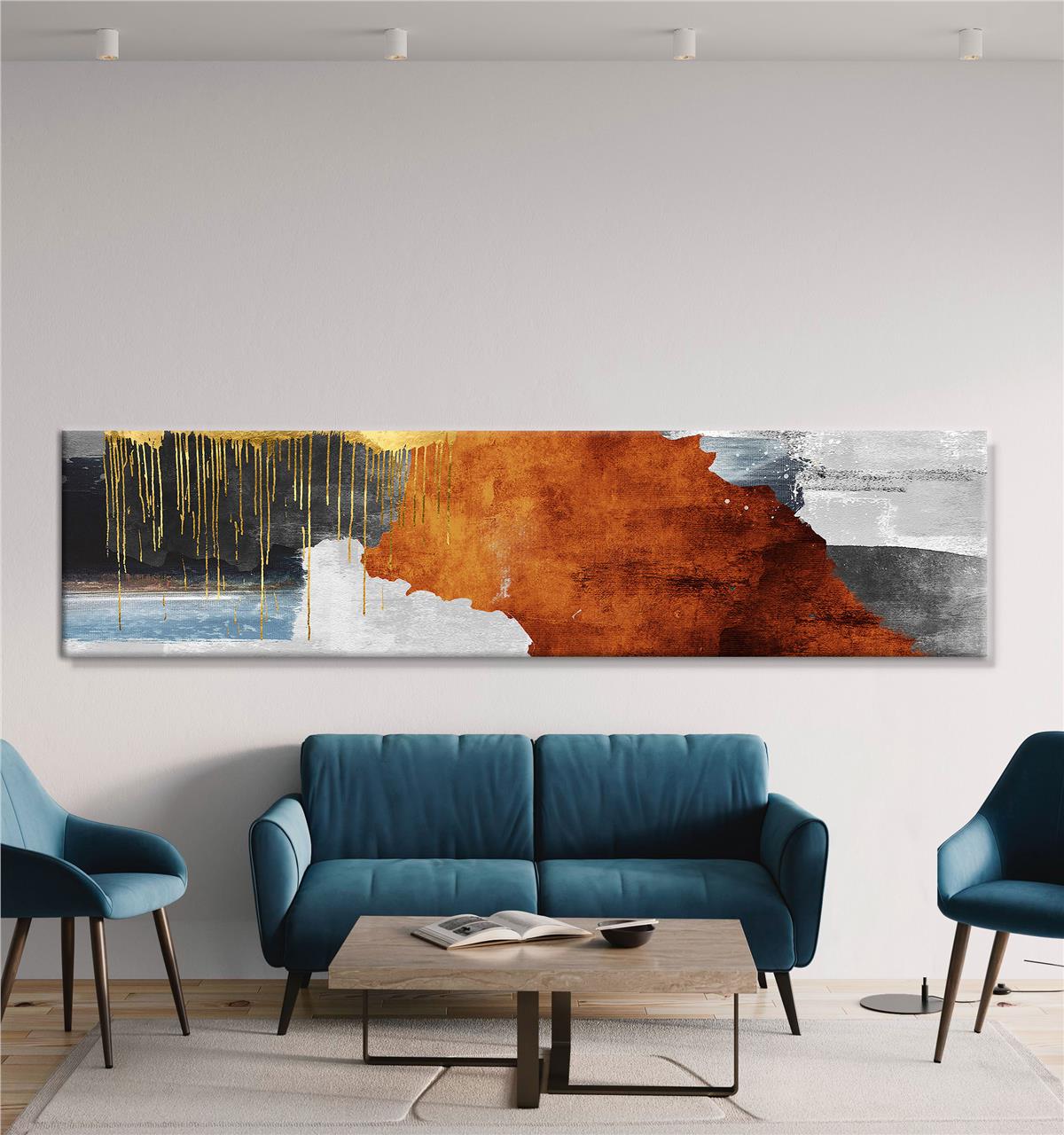 Altın Damlalar Soyut Kanvas Baskı Tablo