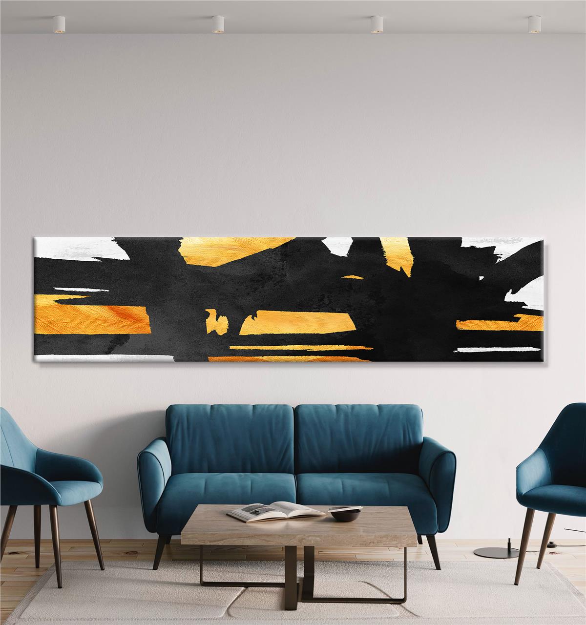 Turuncu-Siyah-Beyaz Soyut Kanvas Baskı Tablo